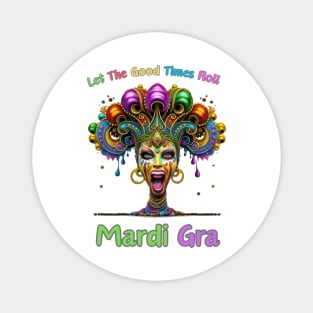 "Nostalgic Mardi Gras Revelry: Retro Beads Extravaganza" - Cajun Party New Orleans Magnet